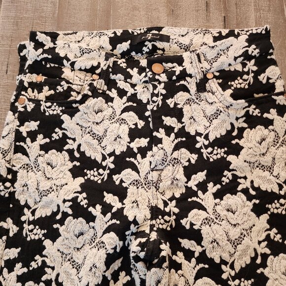 7 For All Mankind Black and White Floral  Pants - Picture 4 of 10